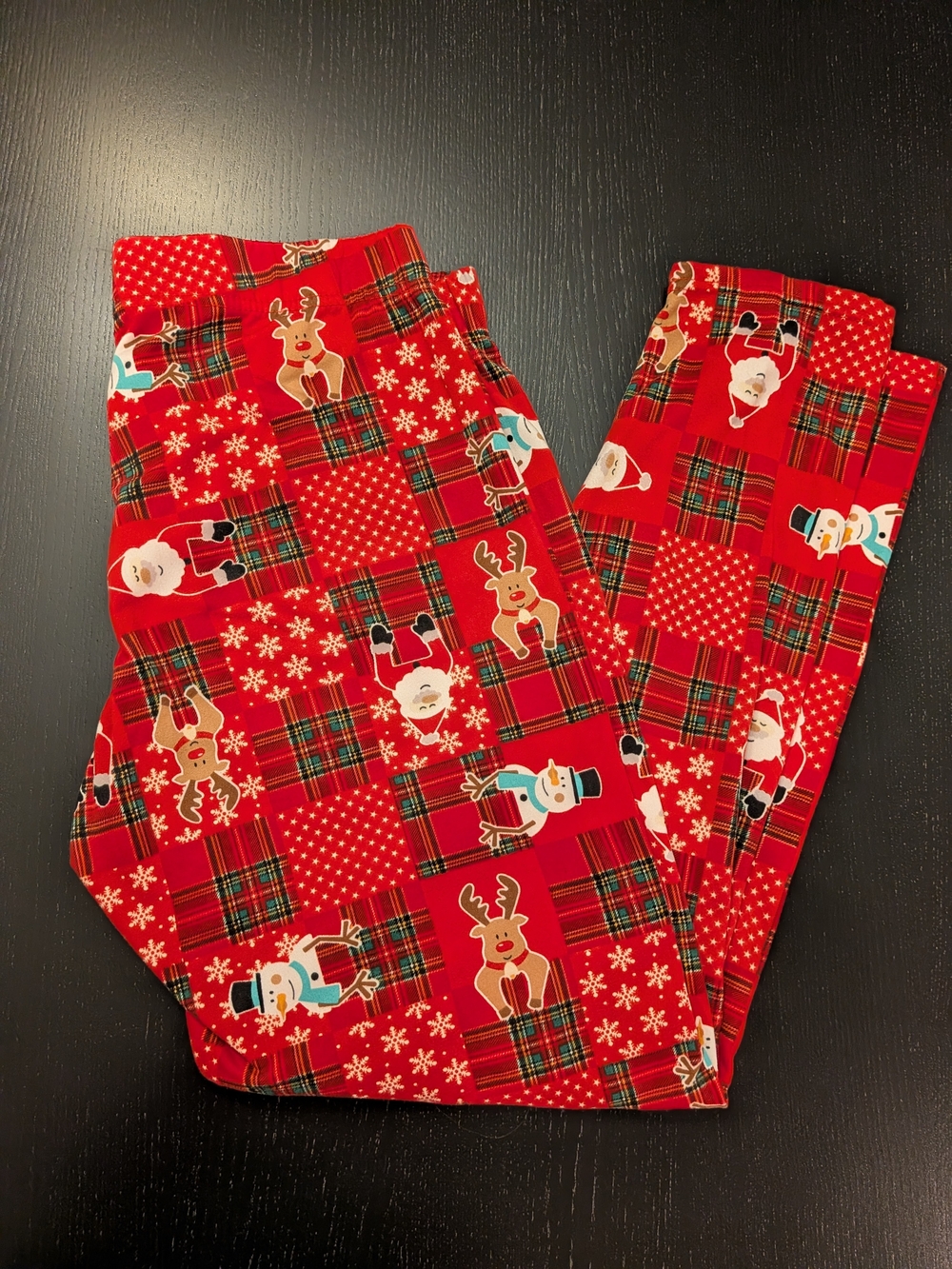 one 5 one Red Holiday Patchwork Leggings - Picture 1 of 6